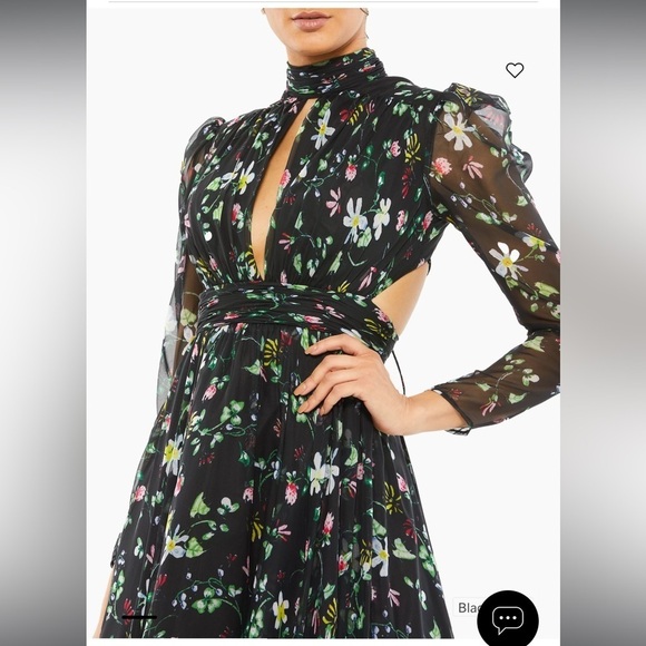 NWOT MAC DUGGAL Floral High Neck Puff Long Sleeve Gown sz 8 - Picture 2 of 8